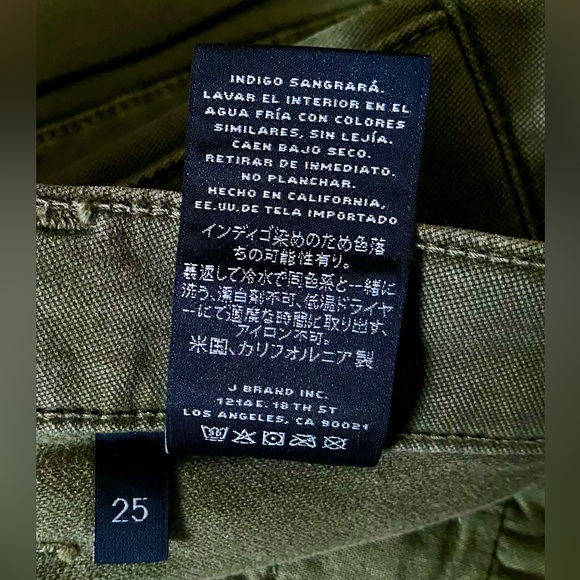 J Brand Kai Jungle Green Stretch Cotton 3” Utility Short Sz 25 *NWT* - Picture 5 of 10